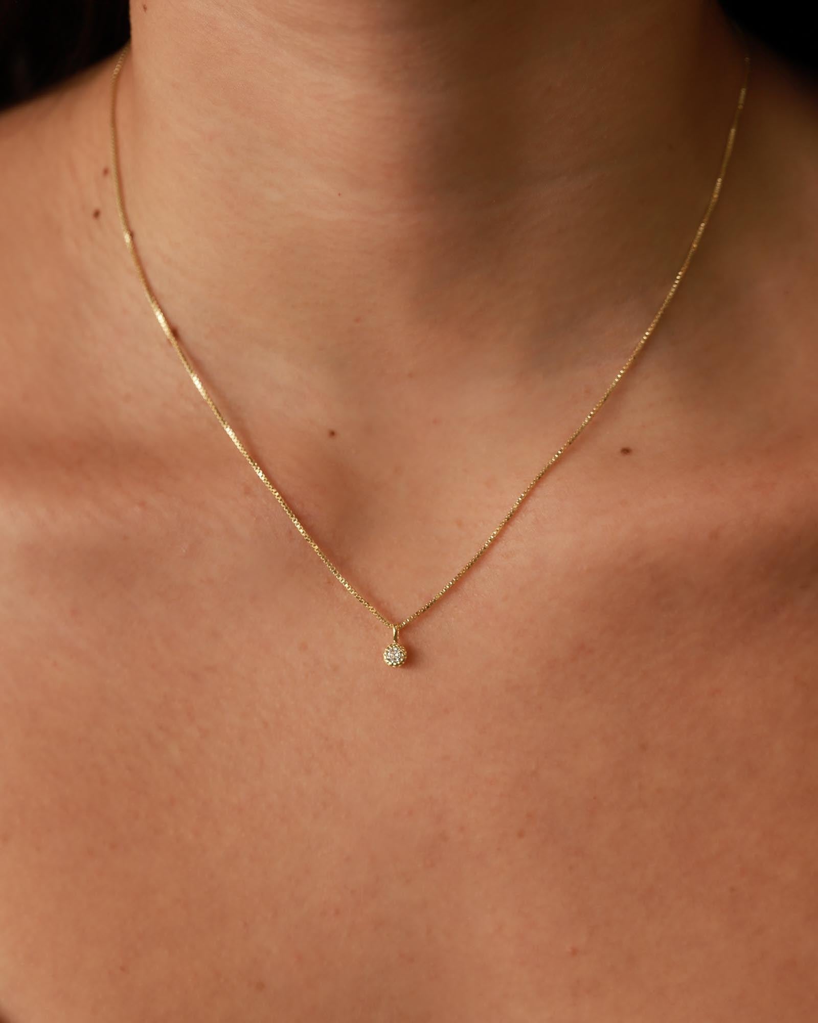 Tashi-Solitaire Dot Necklace-Necklaces-14k Gold Vermeil, Cubic Zirconia-Blue Ruby Jewellery-Vancouver Canada