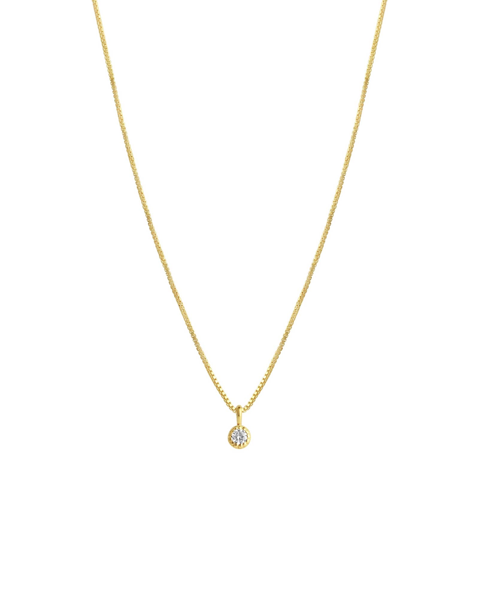 Tashi-Solitaire Dot Necklace-Necklaces-14k Gold Vermeil, Cubic Zirconia-Blue Ruby Jewellery-Vancouver Canada