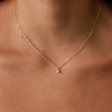 Tashi-Solitaire Dot Necklace-Necklaces-Sterling Silver, Cubic Zirconia-Blue Ruby Jewellery-Vancouver Canada