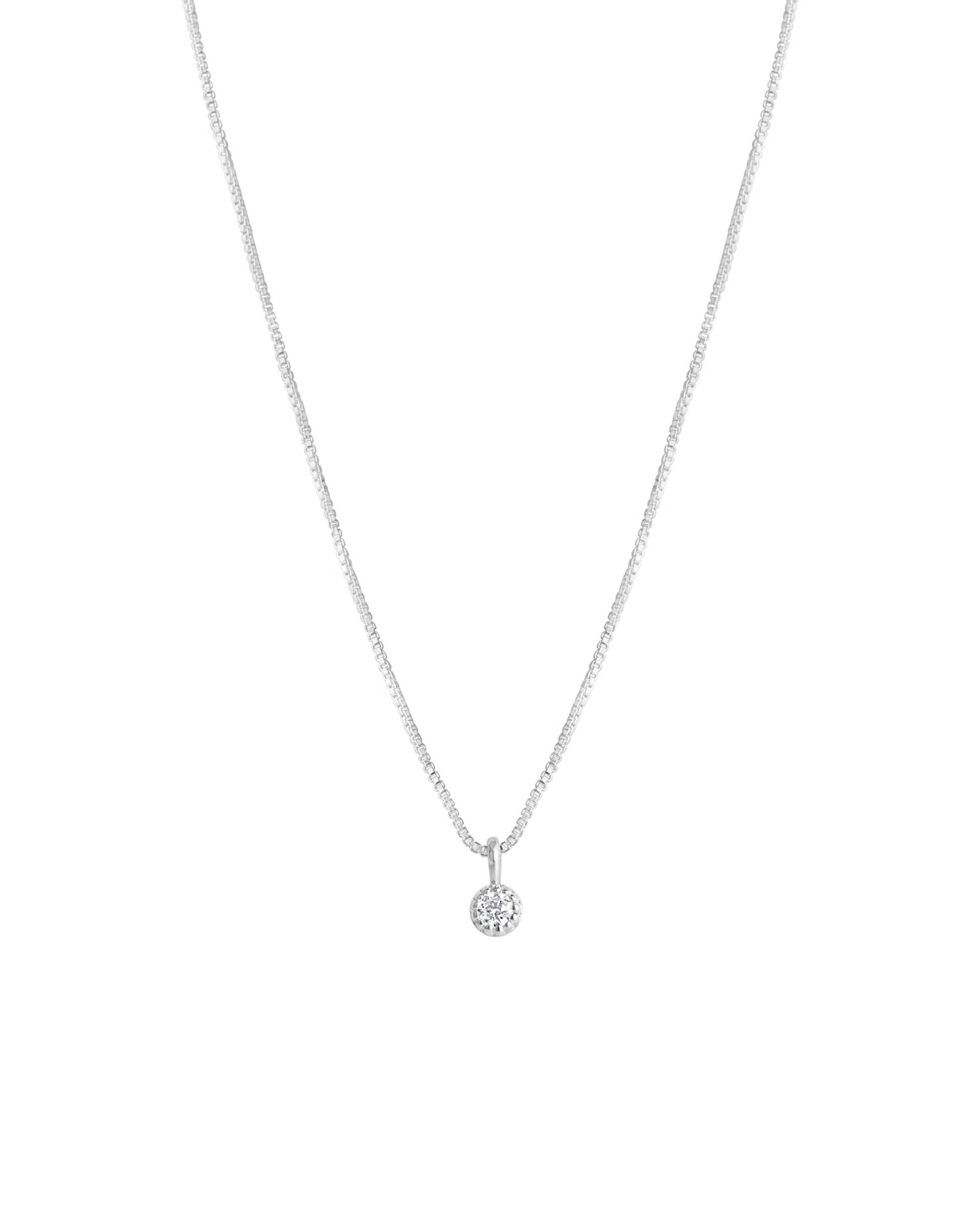 Tashi Solitaire Dot Necklace Sterling Silver, Cubic Zirconia | Blue ...