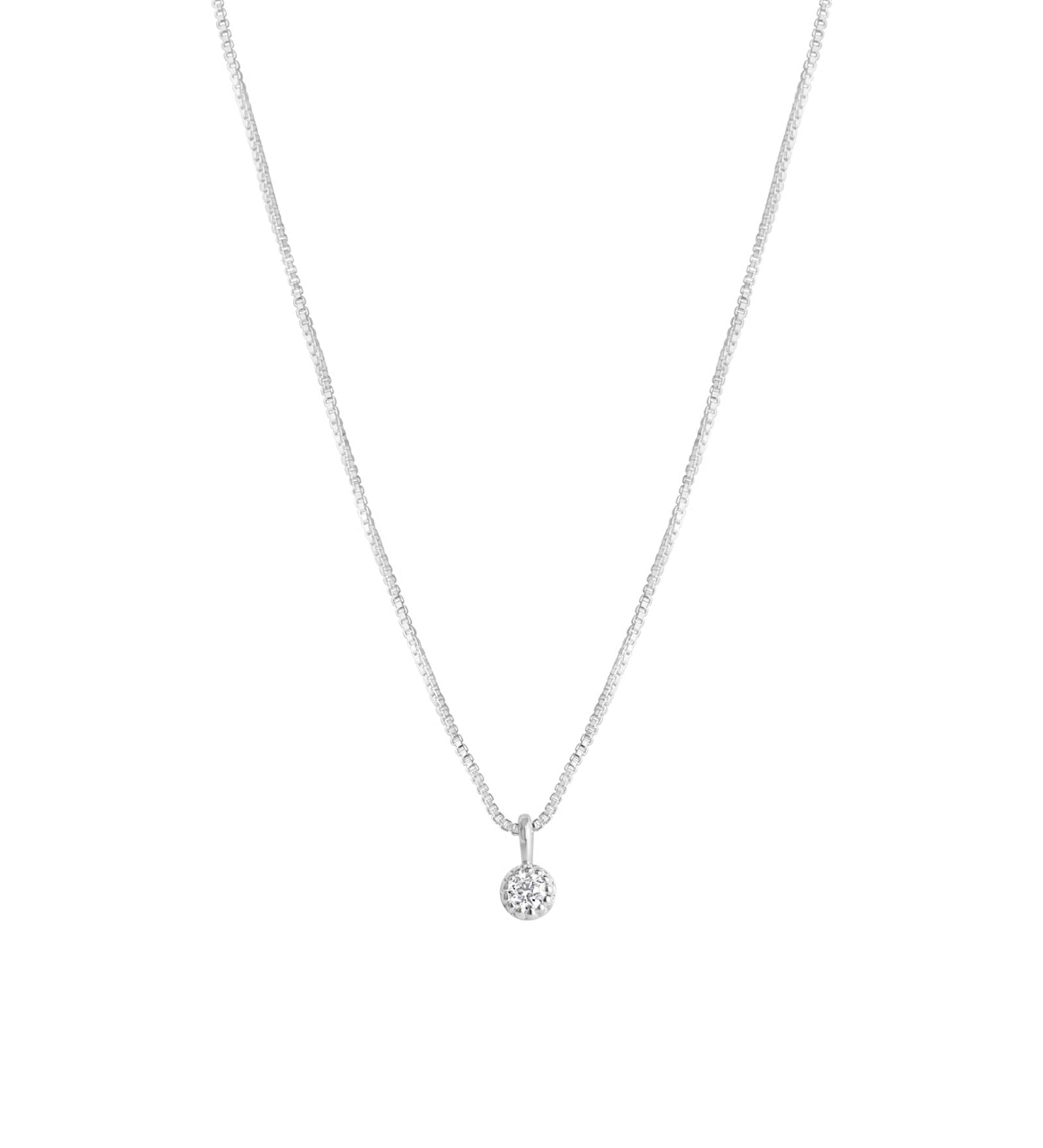 Tashi-Solitaire Dot Necklace-Necklaces-Sterling Silver, Cubic Zirconia-Blue Ruby Jewellery-Vancouver Canada