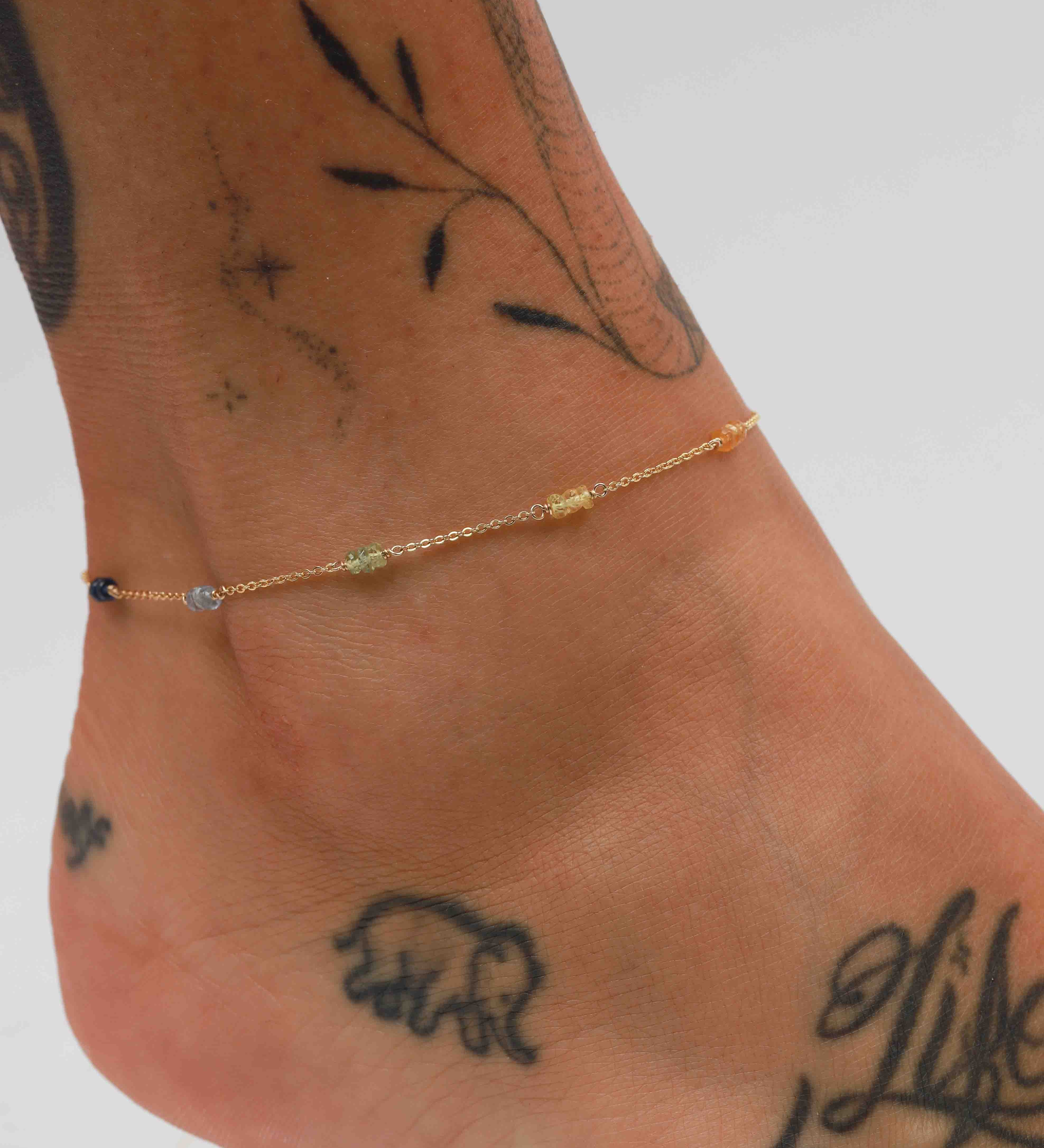 Gem Jar-Station Stone Anklet-Anklets-14k Gold Filled, Multi-Blue Ruby Jewellery-Vancouver Canada