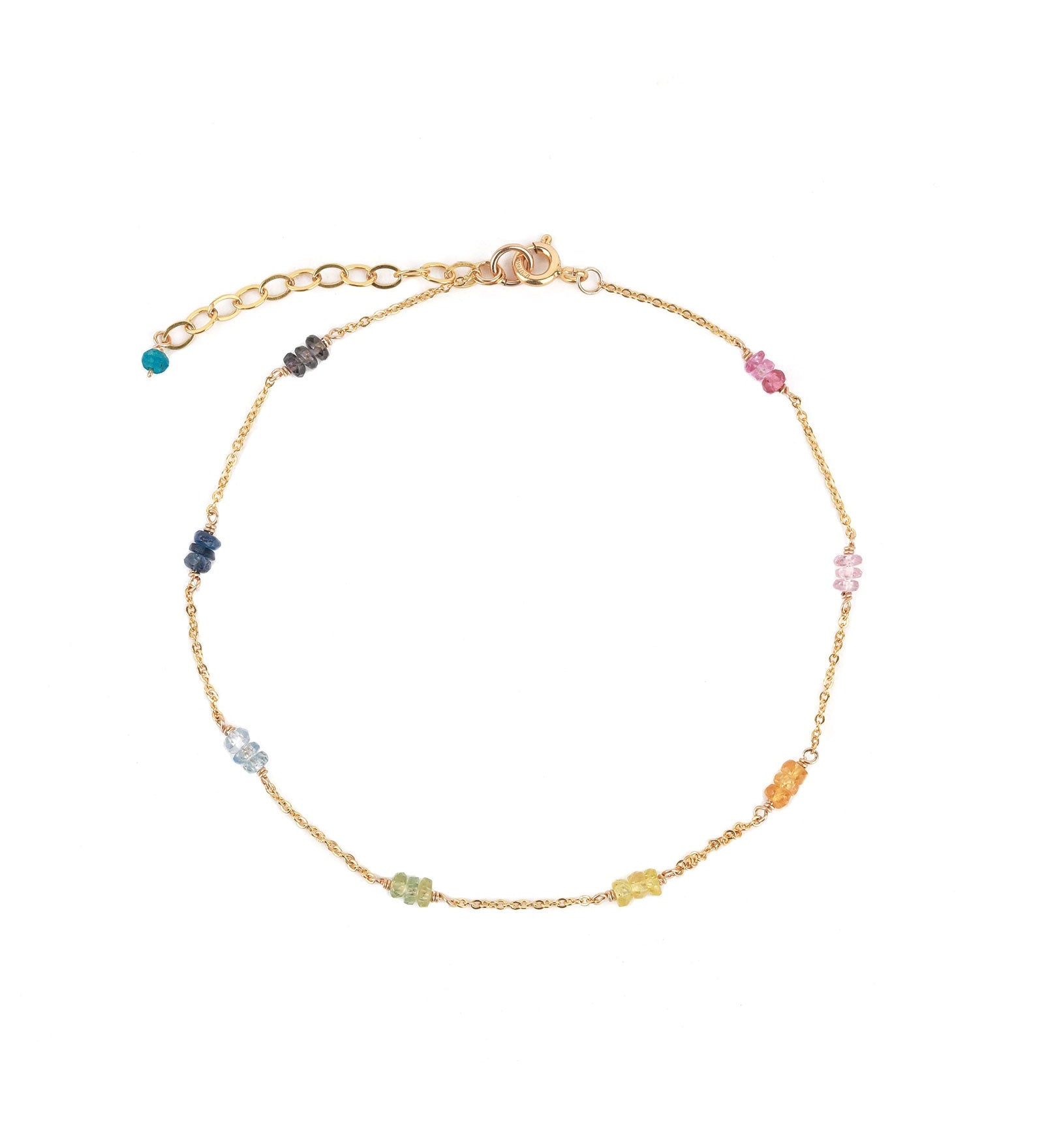 Gem Jar-Station Stone Anklet-Anklets-14k Gold Filled, Multi-Blue Ruby Jewellery-Vancouver Canada