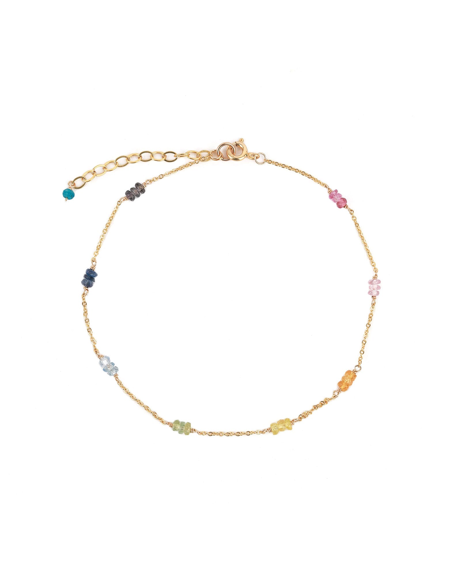 Gem Jar-Station Stone Anklet-Anklets-14k Gold Filled, Multi-Blue Ruby Jewellery-Vancouver Canada