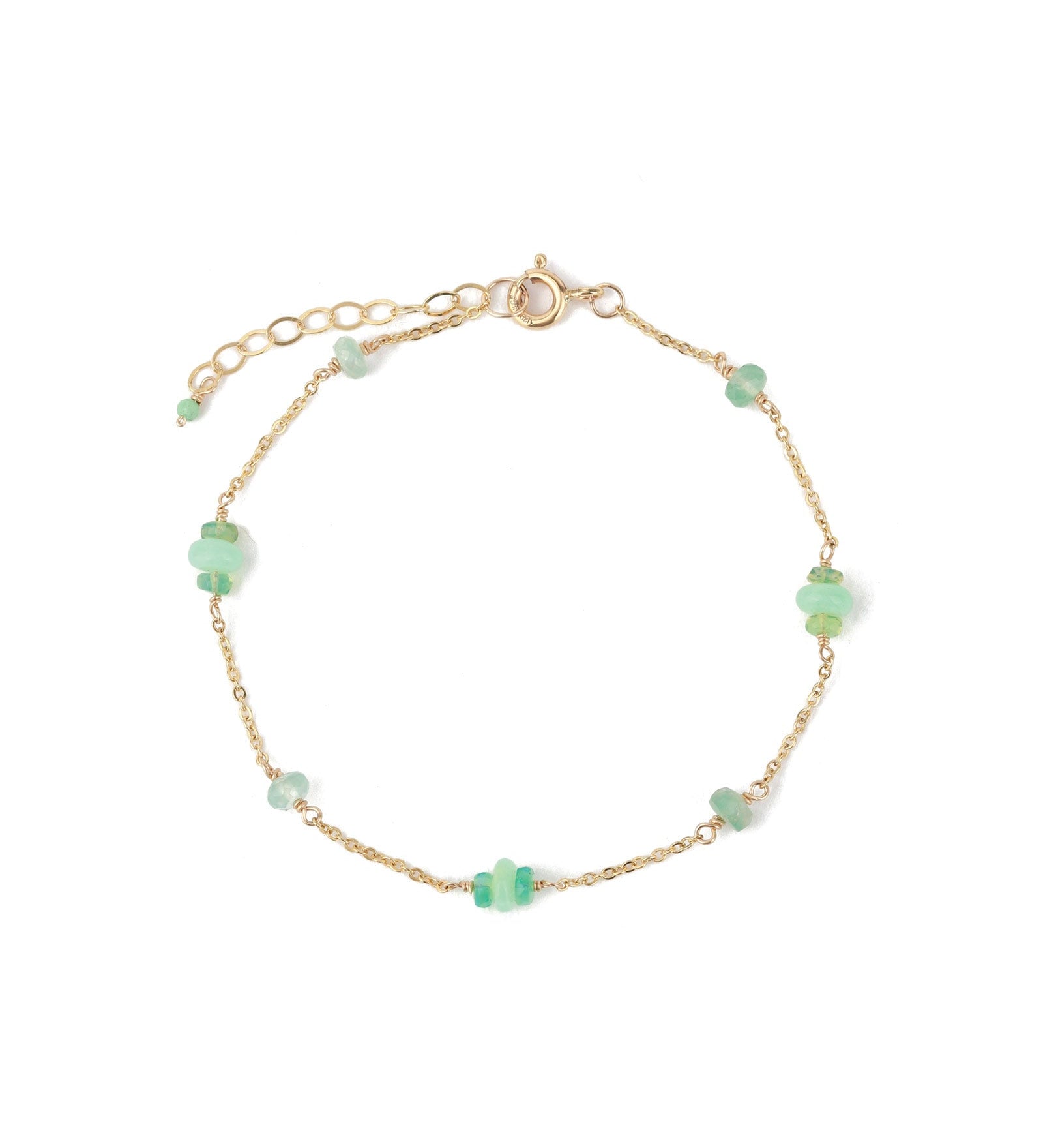 Gem Jar-Station Stone Bracelet-Bracelets-14k Gold Filled, Green Opal-Blue Ruby Jewellery-Vancouver Canada