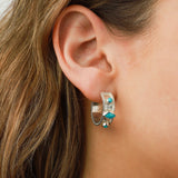 Chan Luu-Stone Bezel Hoops-Earrings-Sterling Silver, Turquoise-Blue Ruby Jewellery-Vancouver Canada