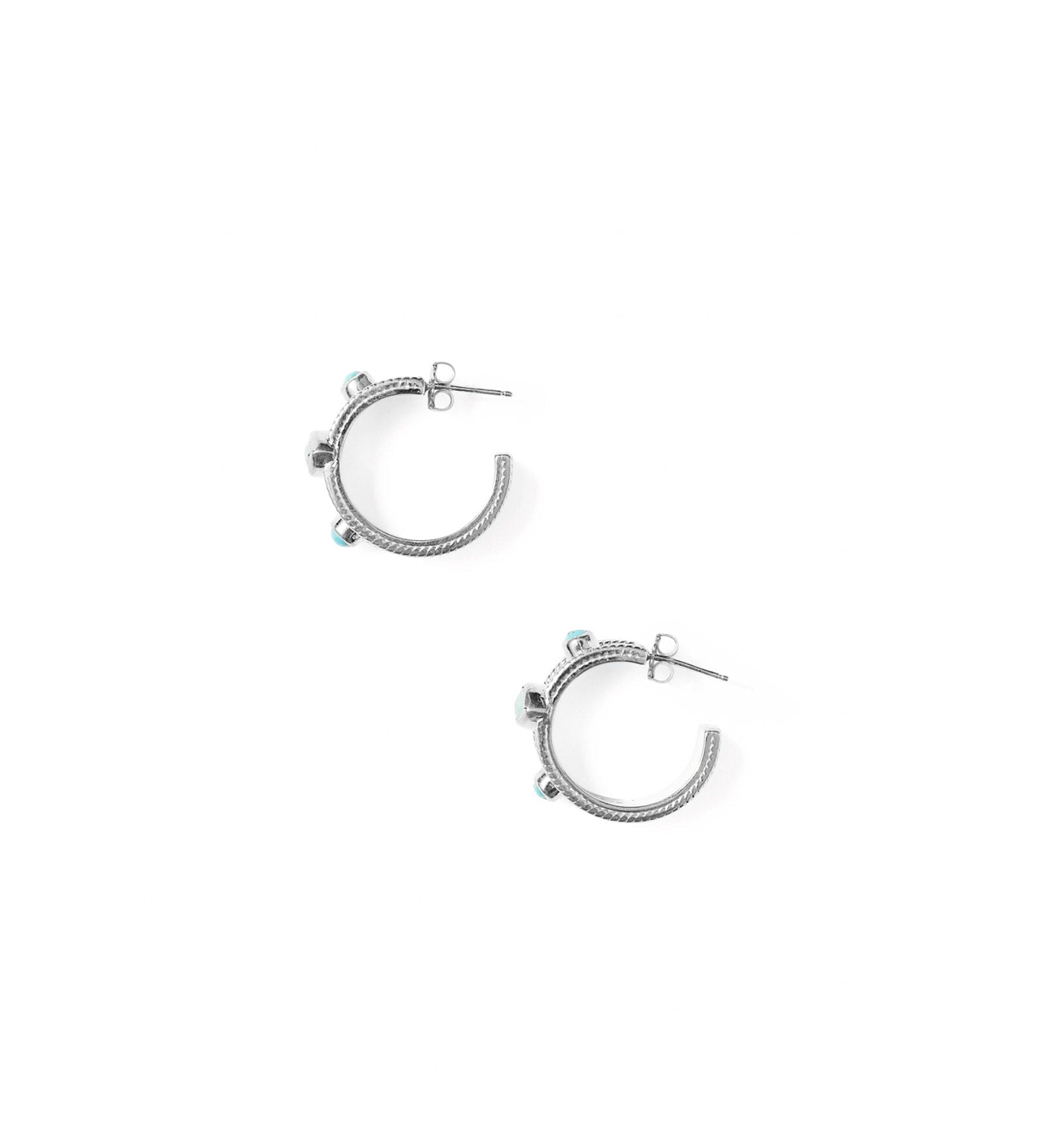 Chan Luu-Stone Bezel Hoops-Earrings-Sterling Silver, Turquoise-Blue Ruby Jewellery-Vancouver Canada