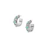 Chan Luu-Stone Bezel Hoops-Earrings-Sterling Silver, Turquoise-Blue Ruby Jewellery-Vancouver Canada