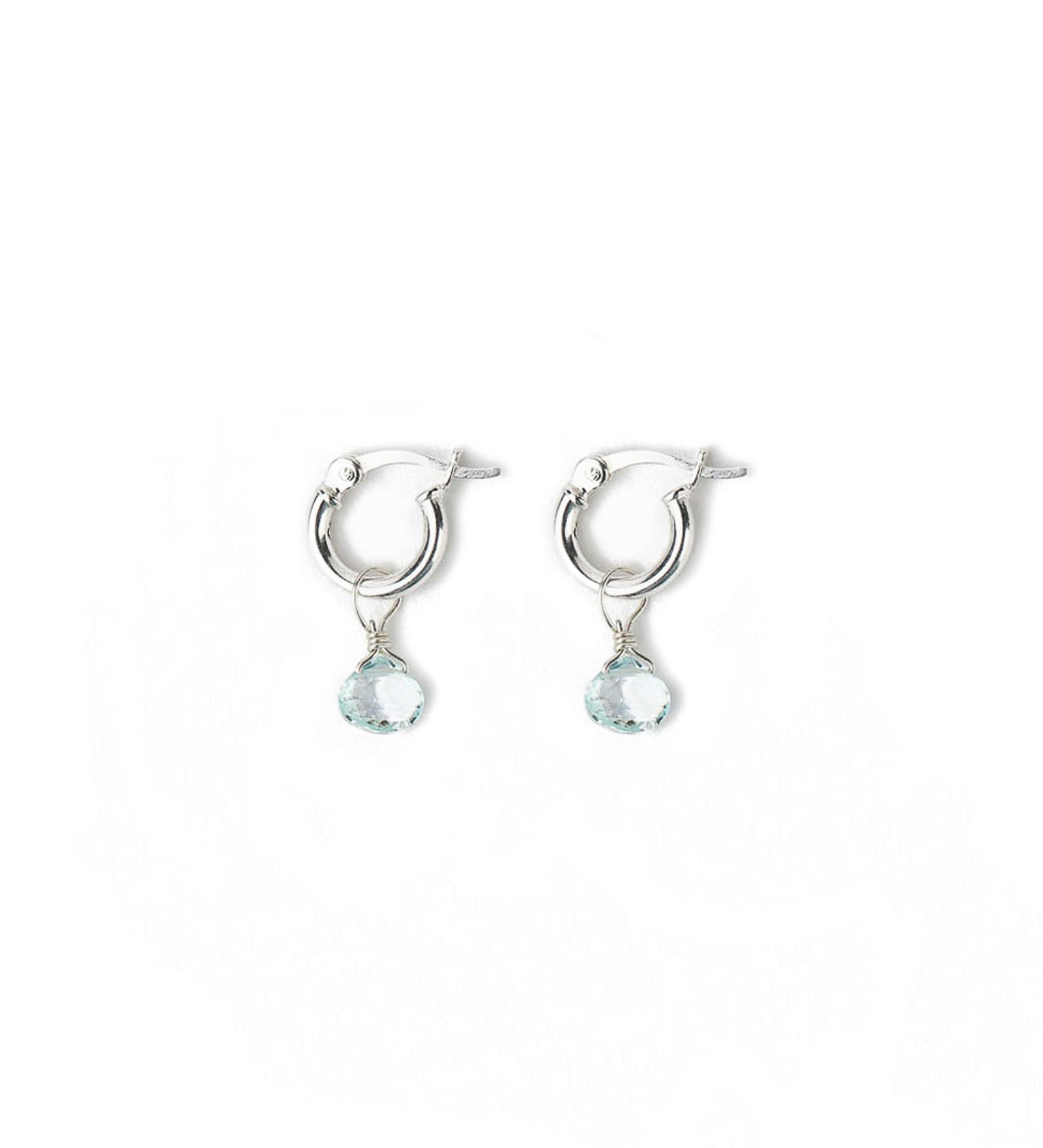 Cause We Care-Stone Drop Huggies-Earrings-Sterling Silver, Blue Topaz-Blue Ruby Jewellery-Vancouver Canada