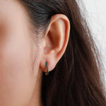 Stone Huggies-Earrings-Goldhive-14k Yellow Gold-Emerald-Blue Ruby Jewellery-Vancouver-Canada