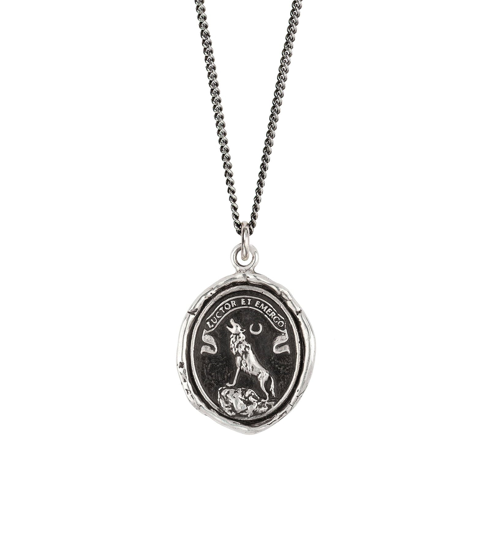 Pyrrha-Struggle and Emerge Talisman-Necklaces-Oxidized Sterling Silver-Blue Ruby Jewellery-Vancouver Canada