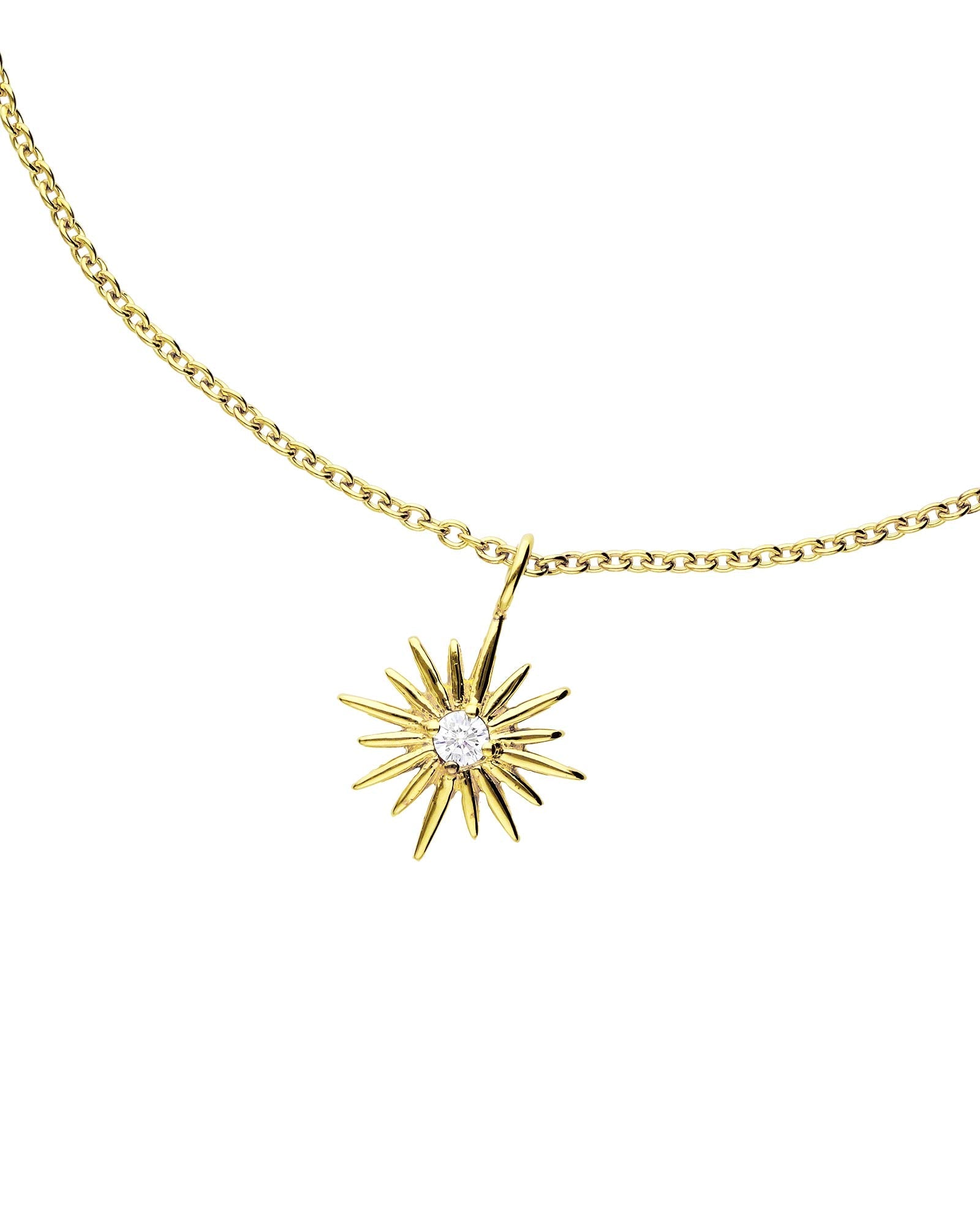 Tashi-Sunburst CZ Necklace-Necklaces-14k Gold Vermeil, Cubic Zirconia-Sunburst-Blue Ruby Jewellery-Vancouver Canada