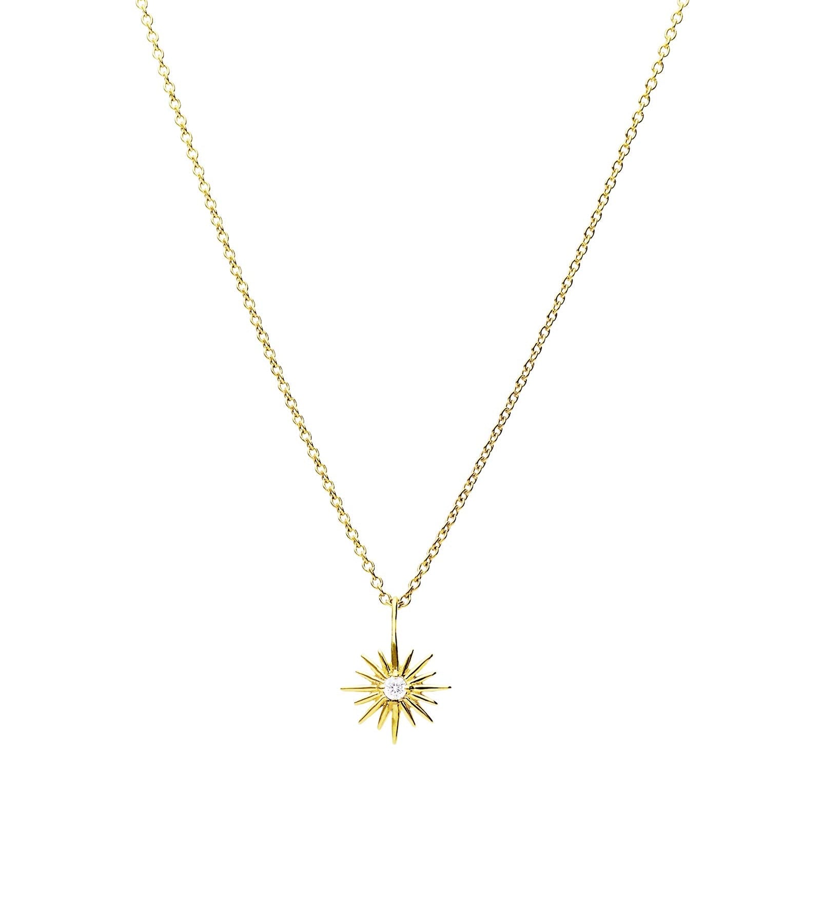 Tashi-Sunburst CZ Necklace-Necklaces-14k Gold Vermeil, Cubic Zirconia-Sunburst-Blue Ruby Jewellery-Vancouver Canada