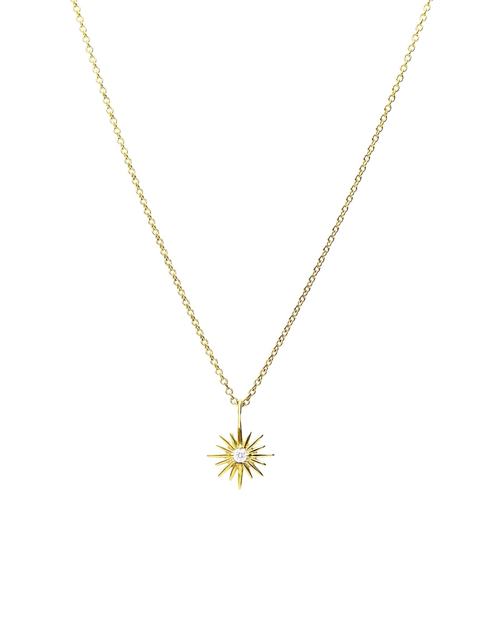 Tashi-Sunburst CZ Necklace-Necklaces-14k Gold Vermeil, Cubic Zirconia-Sunburst-Blue Ruby Jewellery-Vancouver Canada