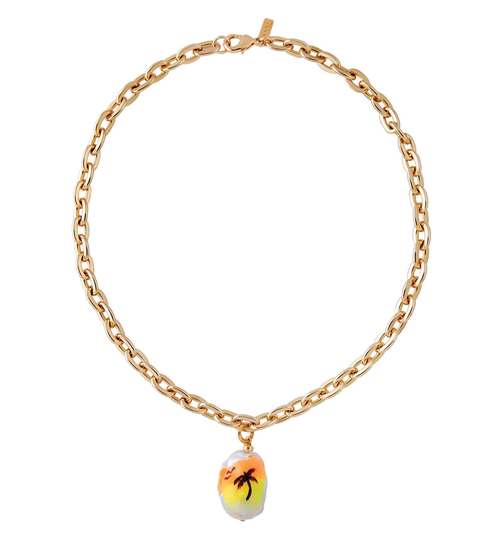 Sunset Drive Necklace-Necklaces-Martha Calvo-14k Gold Plated, Freshwater Pearls-Blue Ruby Jewellery-Vancouver-Canada