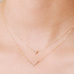 Adina Reyter-Super Tiny Pavé V Chevron Necklace-Necklaces-14k Yellow Gold, Diamond-Blue Ruby Jewellery-Vancouver Canada