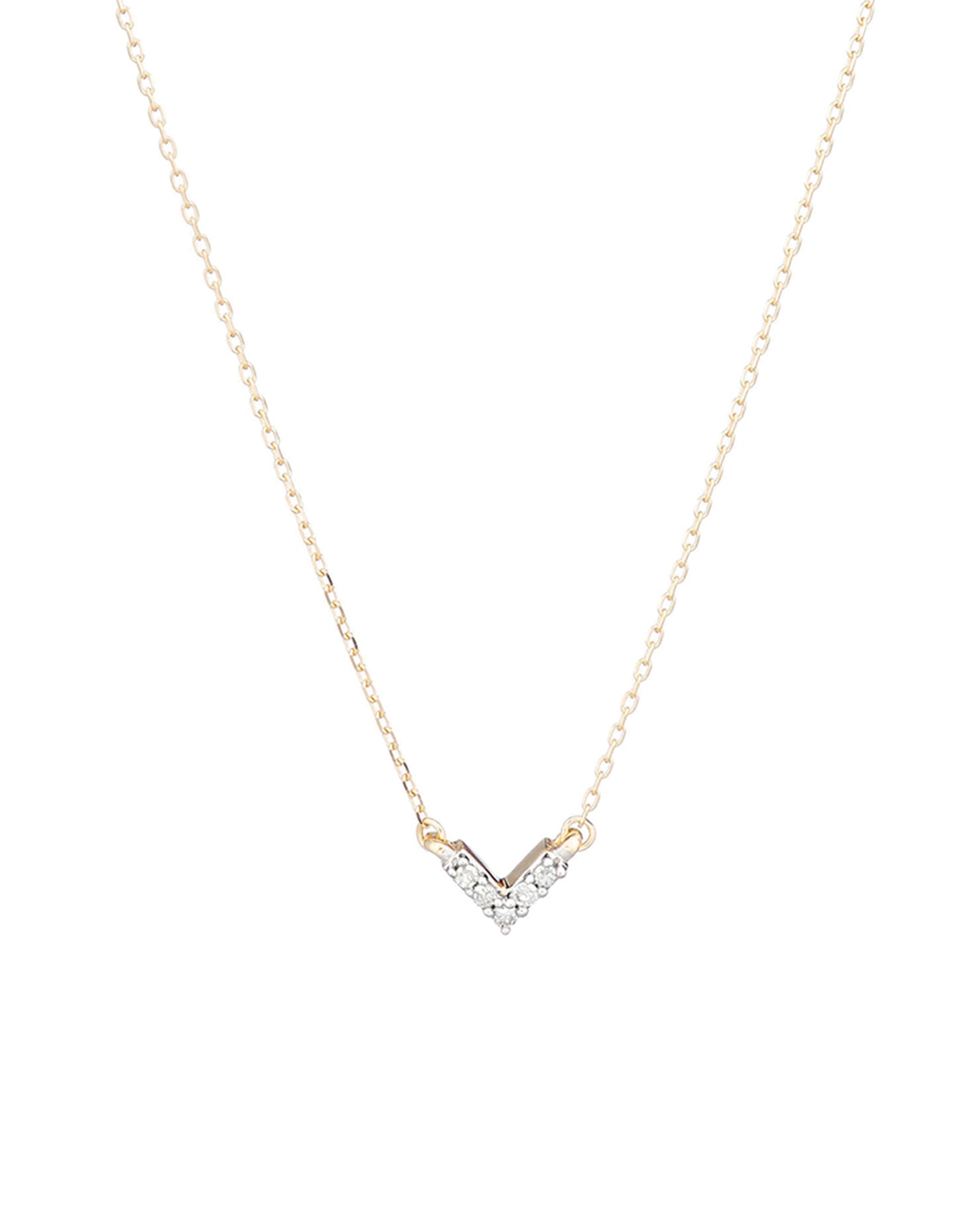 Adina Reyter-Super Tiny Pavé V Chevron Necklace-Necklaces-14k Yellow Gold, Diamond-Blue Ruby Jewellery-Vancouver Canada