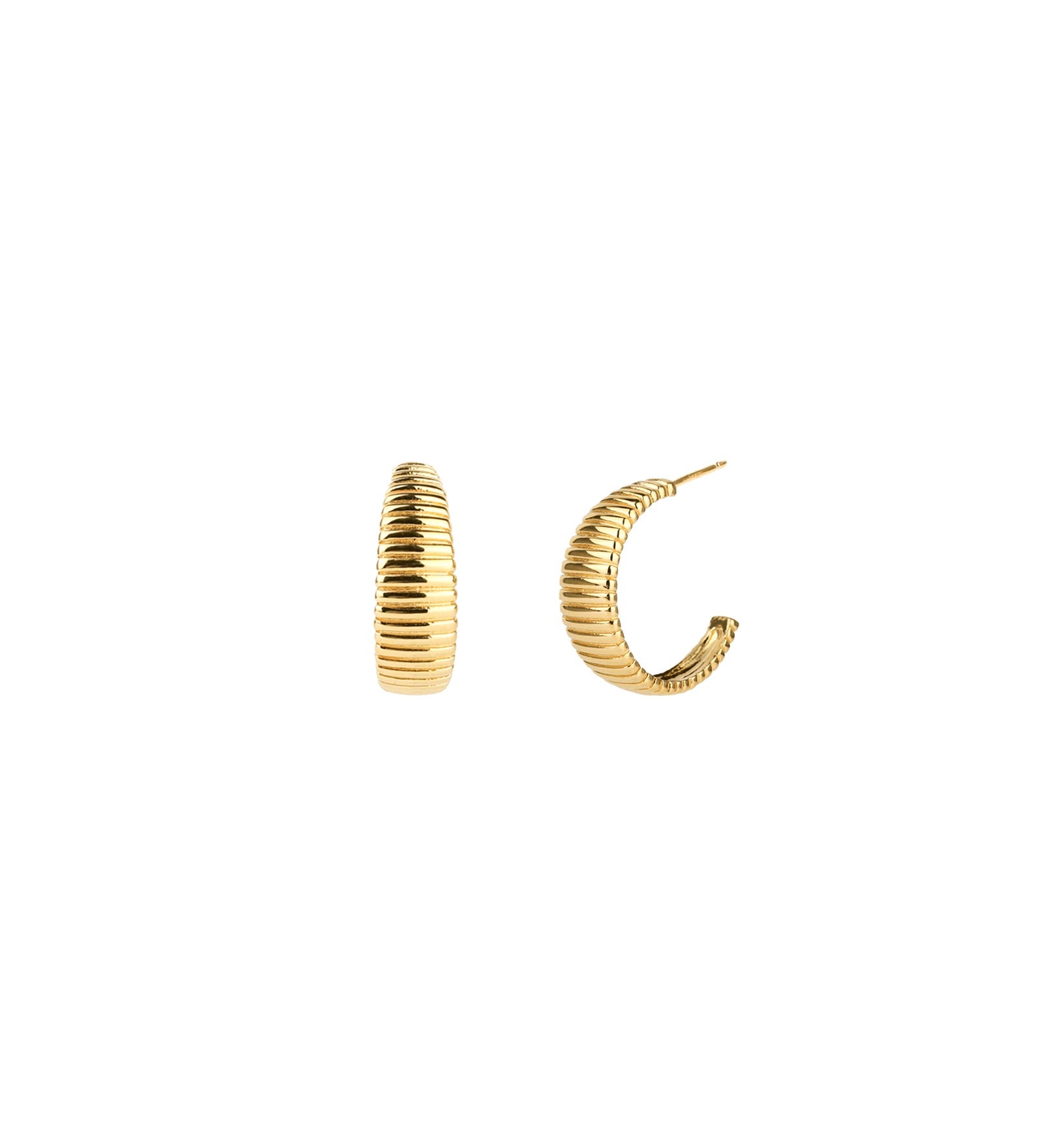 Tashi-Tapered Ridged Hoops-Earrings-14k Gold Vermeil-Blue Ruby Jewellery-Vancouver Canada