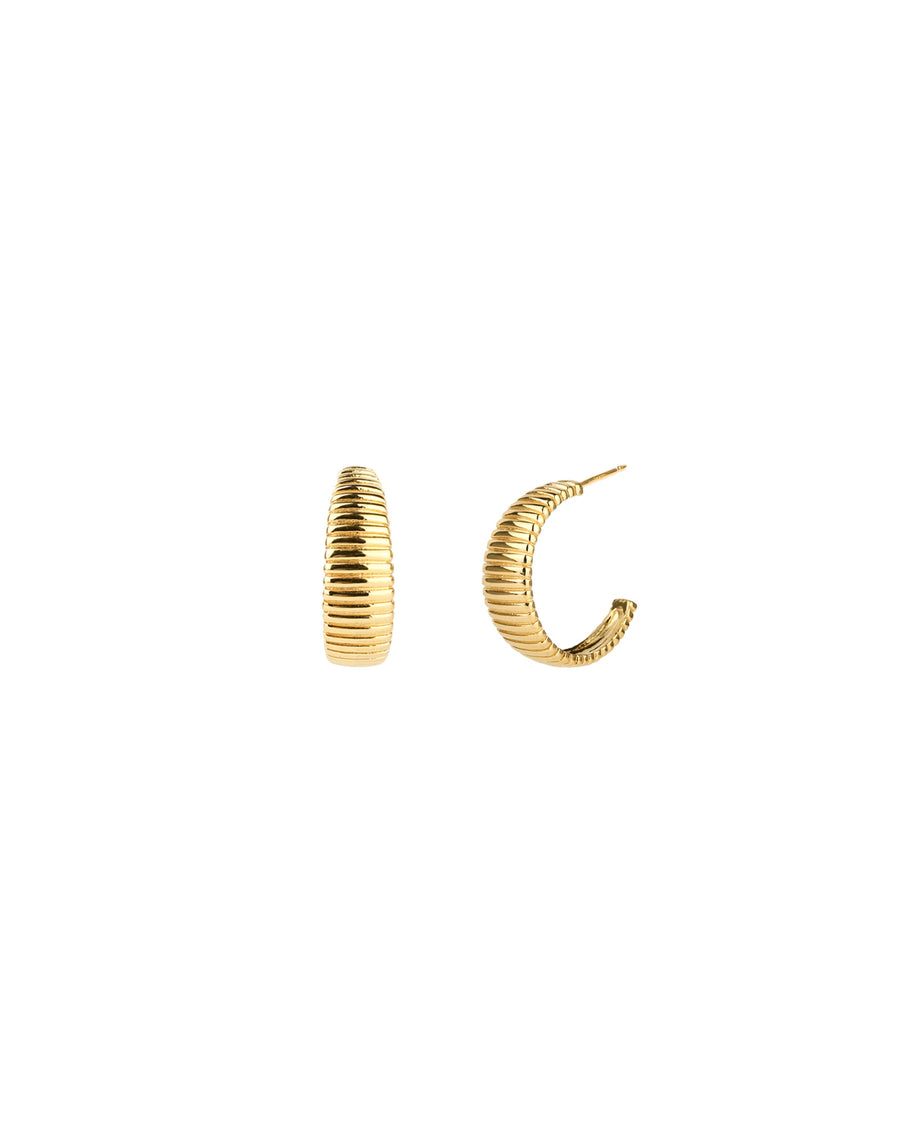 Tashi-Tapered Ridged Hoops-Earrings-14k Gold Vermeil-Blue Ruby Jewellery-Vancouver Canada