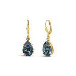 La Vie Parisienne-Teardrop Crystal Hooks-Earrings-14k Gold Plated, Midnite Crystal-Blue Ruby Jewellery-Vancouver Canada