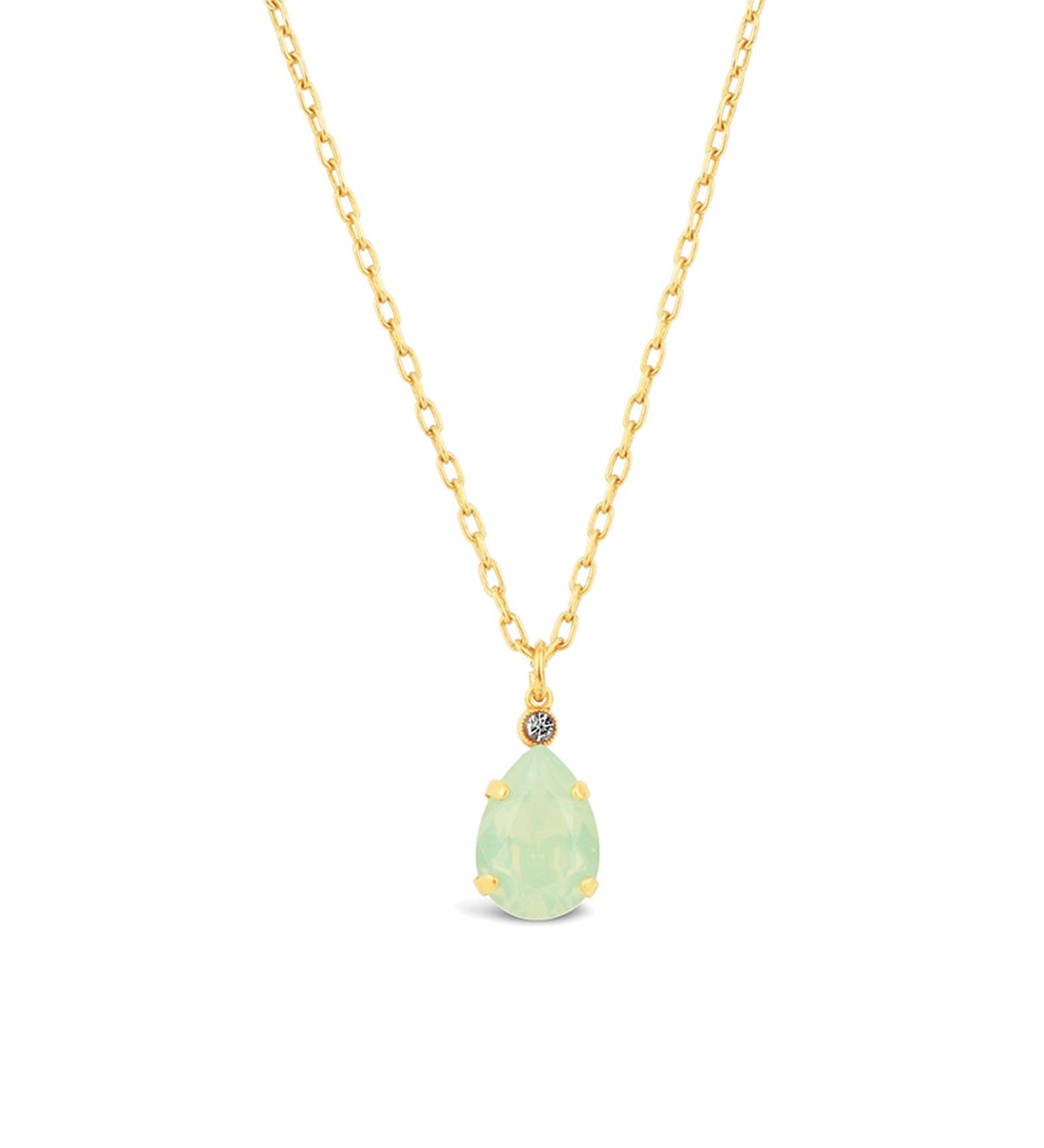 La Vie Parisienne-Teardrop Crystal Necklace-Necklaces-14k Gold Plated, Sea Opal Crystal-Blue Ruby Jewellery-Vancouver Canada