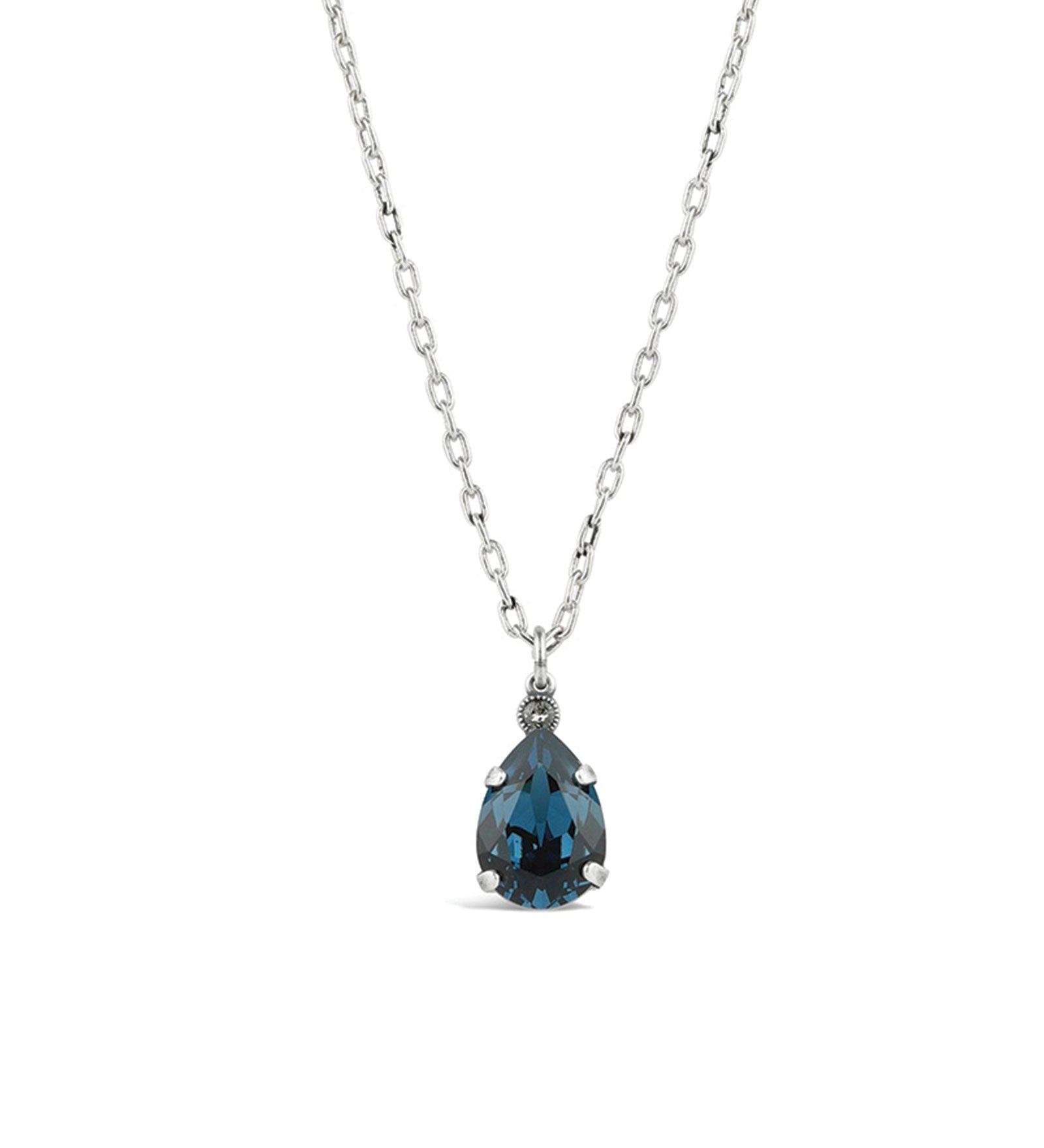 La Vie Parisienne-Teardrop Crystal Necklace-Necklaces-Sterling Silver Plated, Midnite Crystal-Blue Ruby Jewellery-Vancouver Canada