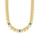 Luv AJ-The Heart Stone Link Necklace-Necklaces-18k Gold Plated, Turquoise-Blue Ruby Jewellery-Vancouver Canada