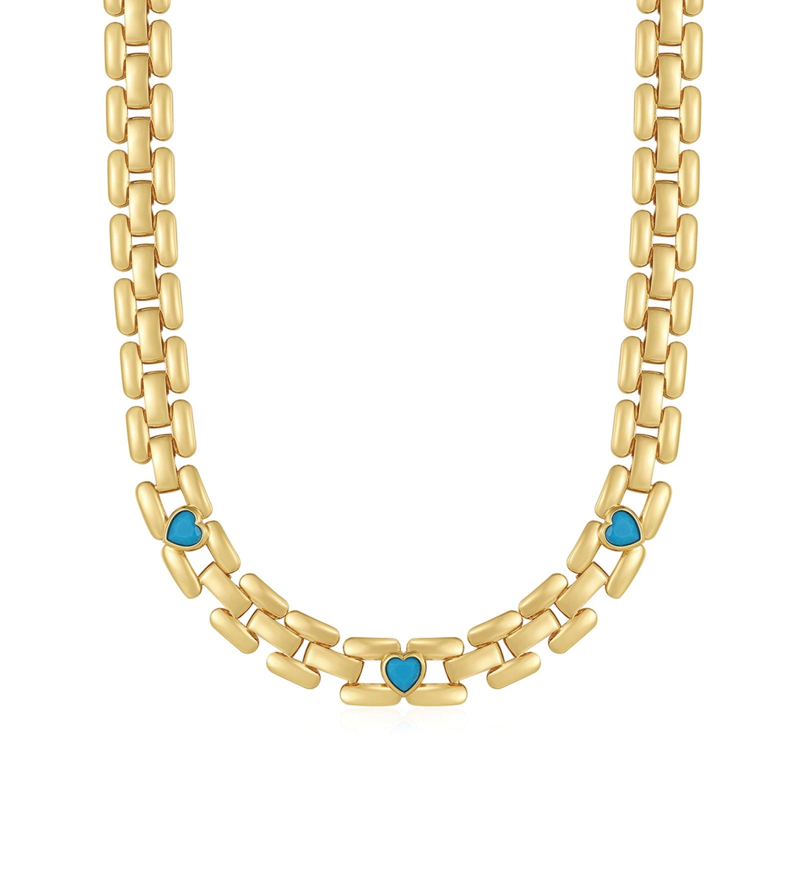 Luv AJ-The Heart Stone Link Necklace-Necklaces-18k Gold Plated, Turquoise-Blue Ruby Jewellery-Vancouver Canada