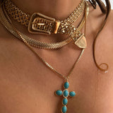 Luv AJ-The Woven Buckle Necklace-Necklaces-18k Gold Plated-Blue Ruby Jewellery-Vancouver Canada