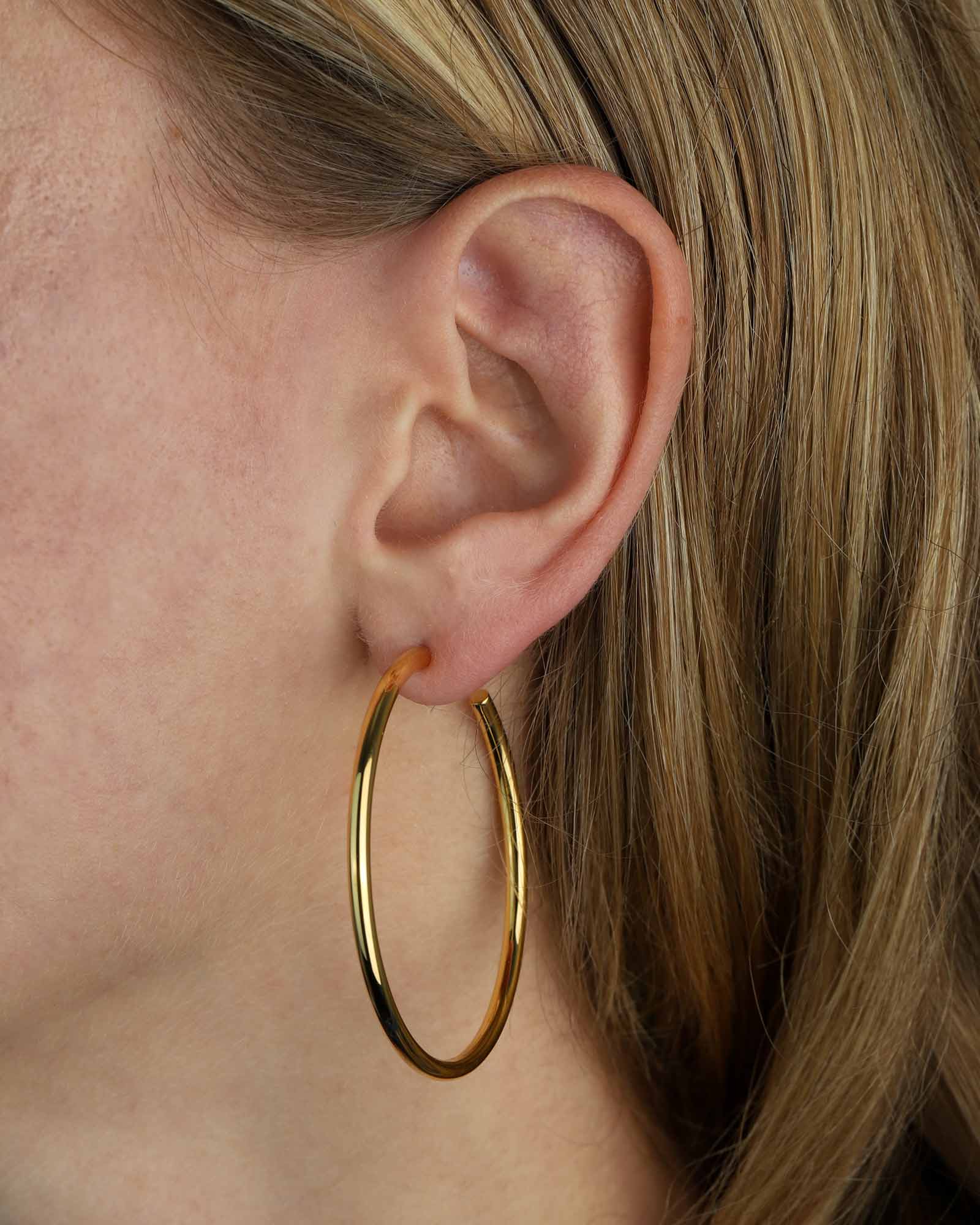 Tashi-Thin Classic Hoops | 50mm-Earrings-14k Gold Vermeil-Blue Ruby Jewellery-Vancouver Canada