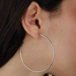 Tashi-Thin Tube Hoops I 50mm-Earrings-Sterling Silver-Blue Ruby Jewellery-Vancouver Canada