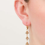 La Vie Parisienne-Three Crystal Leaf Hooks-Earrings-14k Gold Plated-Blue Ruby Jewellery-Vancouver Canada