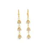 La Vie Parisienne-Three Crystal Leaf Hooks-Earrings-14k Gold Plated-Blue Ruby Jewellery-Vancouver Canada