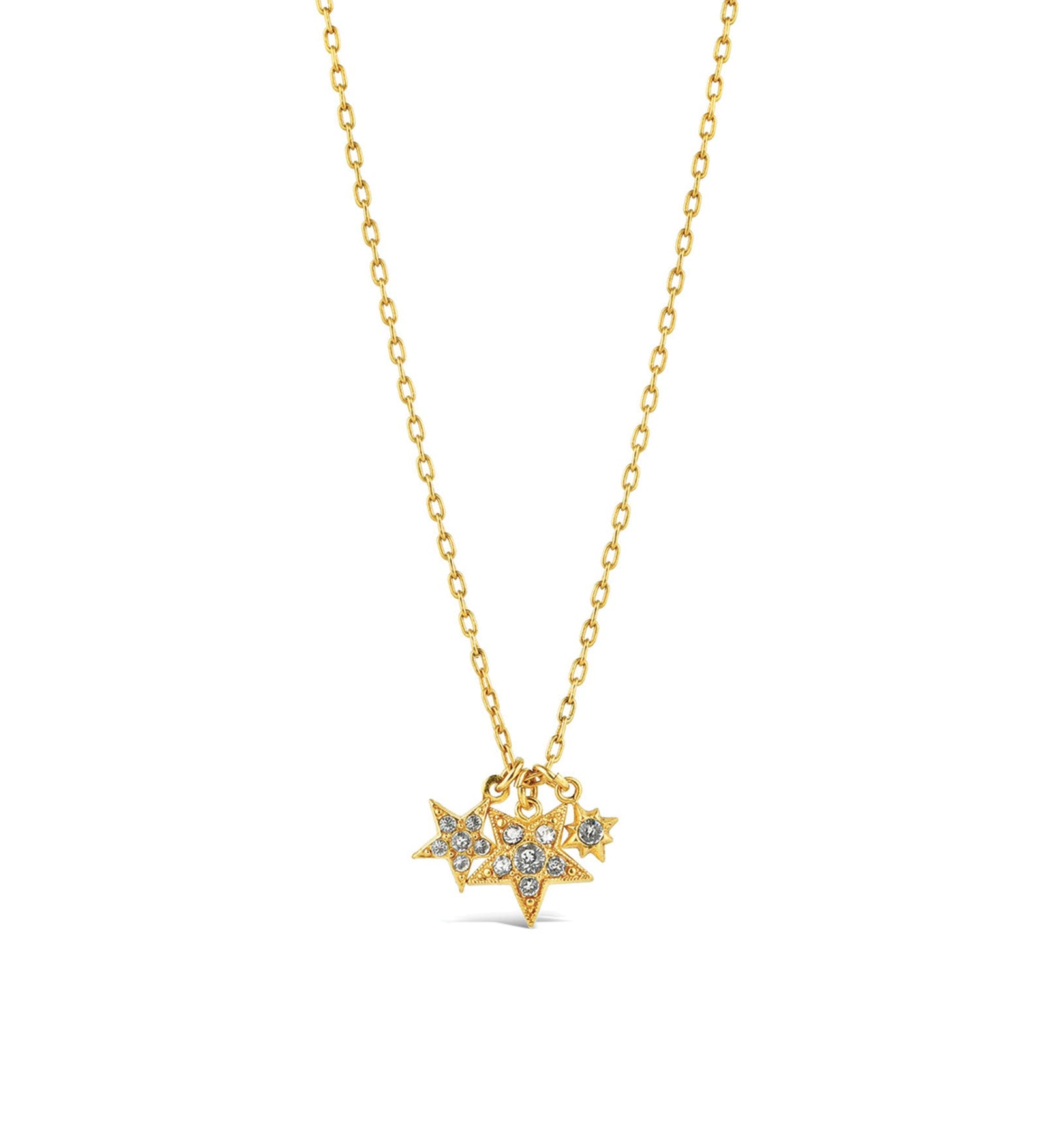 La Vie Parisienne-Three Gradient Star Necklace-Necklaces-14k Gold Plated, Clear Crystal-Blue Ruby Jewellery-Vancouver Canada