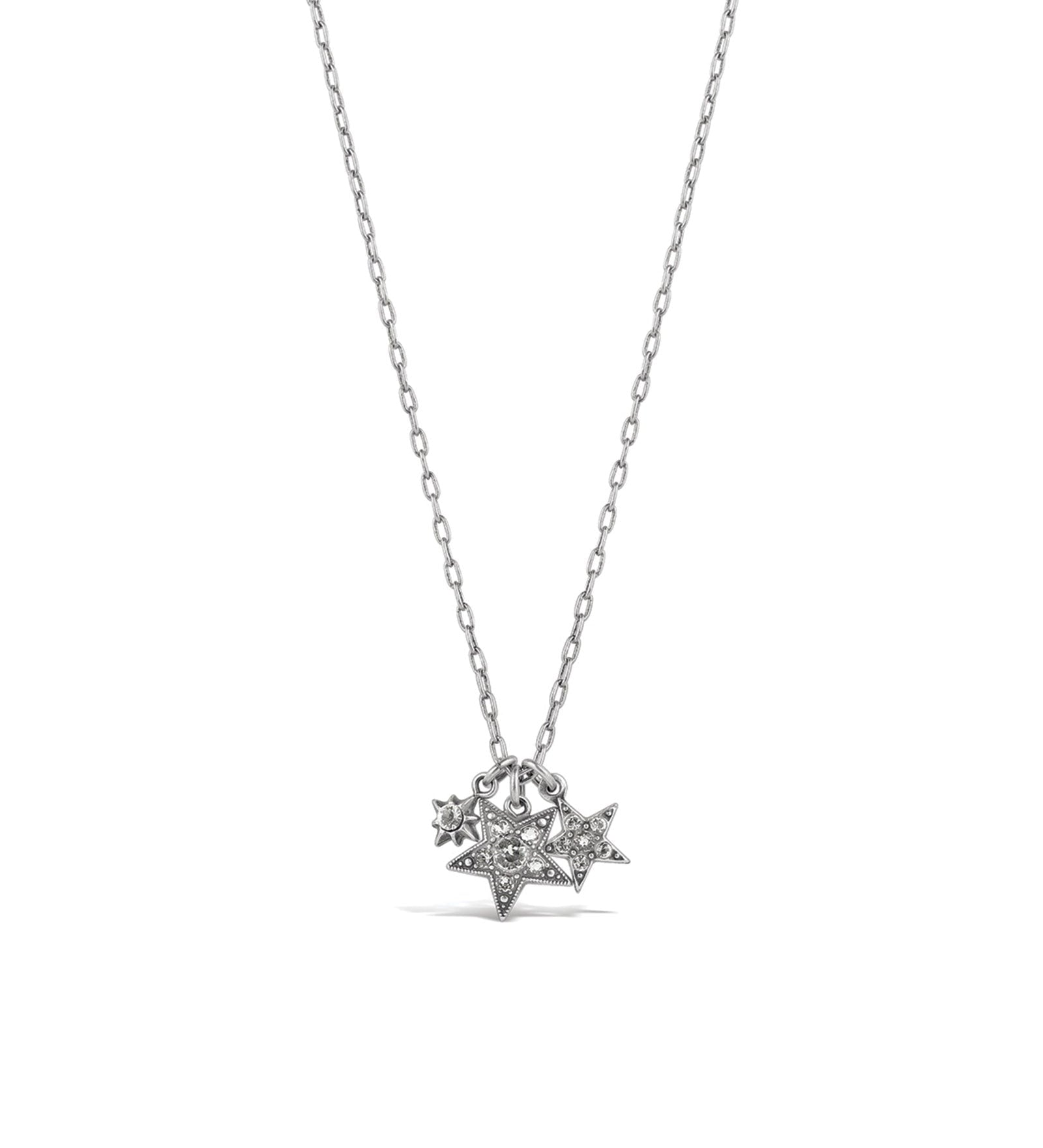 La Vie Parisienne-Three Gradient Star Necklace-Necklaces-Sterling Silver Plated, White Crystal-Blue Ruby Jewellery-Vancouver Canada