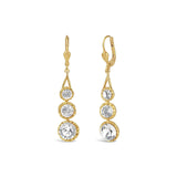 La Vie Parisienne-Three Round Crystal Hooks-Earrings-14k Gold Plated, Crystal-Blue Ruby Jewellery-Vancouver Canada