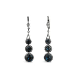 La Vie Parisienne-Three Round Crystal Hooks-Earrings-Sterling Silver Plated, Midnite Crystal-Blue Ruby Jewellery-Vancouver Canada