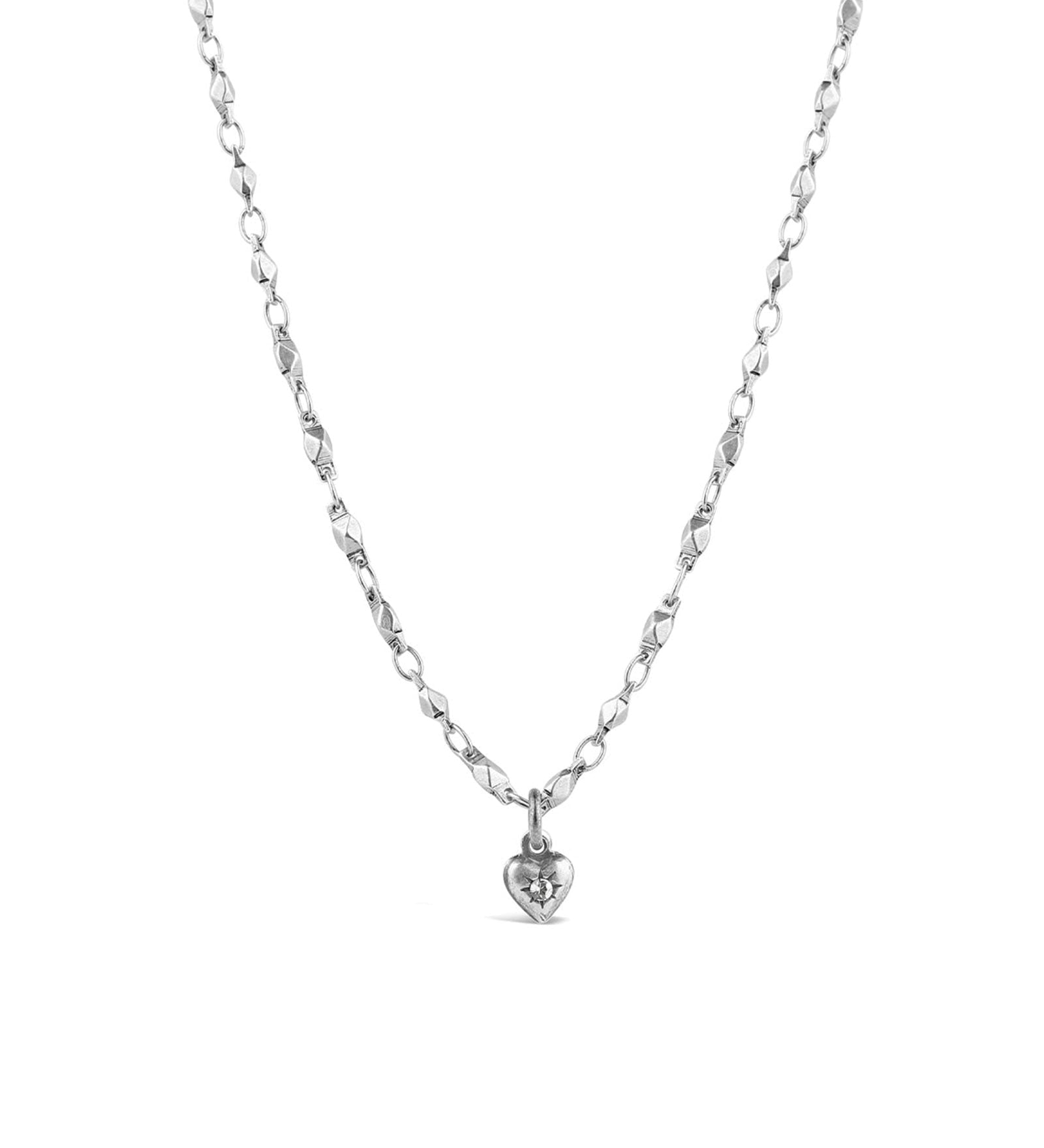 La Vie Parisienne-Tiny Crystal Heart Necklace-Necklaces-Sterling Silver Plated, White Crystal-Blue Ruby Jewellery-Vancouver Canada