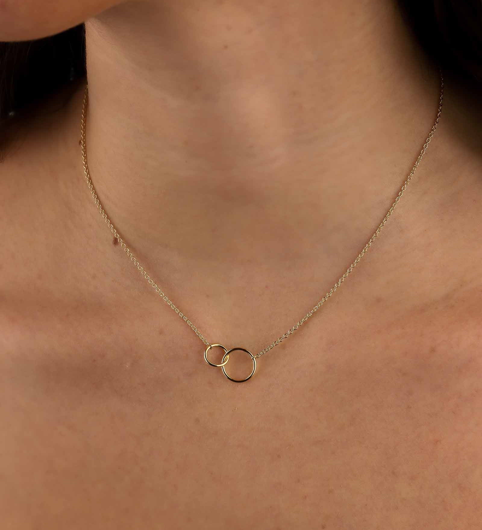 Tashi-Tiny Interlocking Circle Necklace-Necklaces-14k Gold Vermeil-Blue Ruby Jewellery-Vancouver Canada