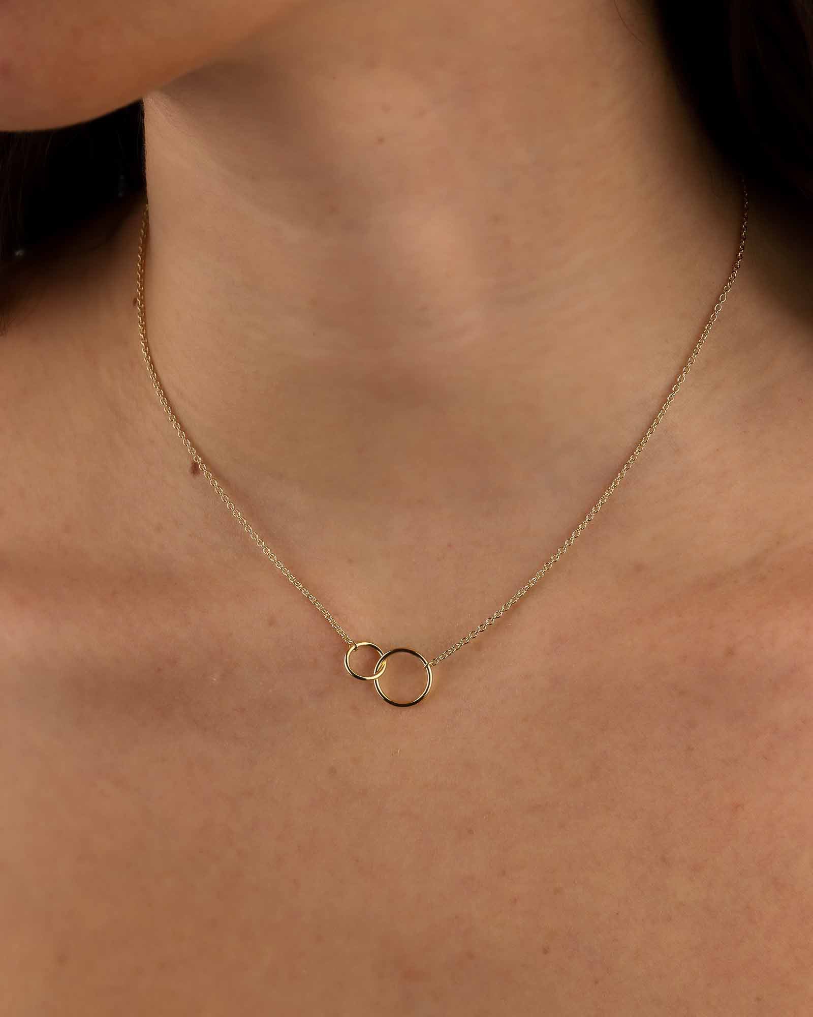 Tashi-Tiny Interlocking Circle Necklace-Necklaces-14k Gold Vermeil-Blue Ruby Jewellery-Vancouver Canada