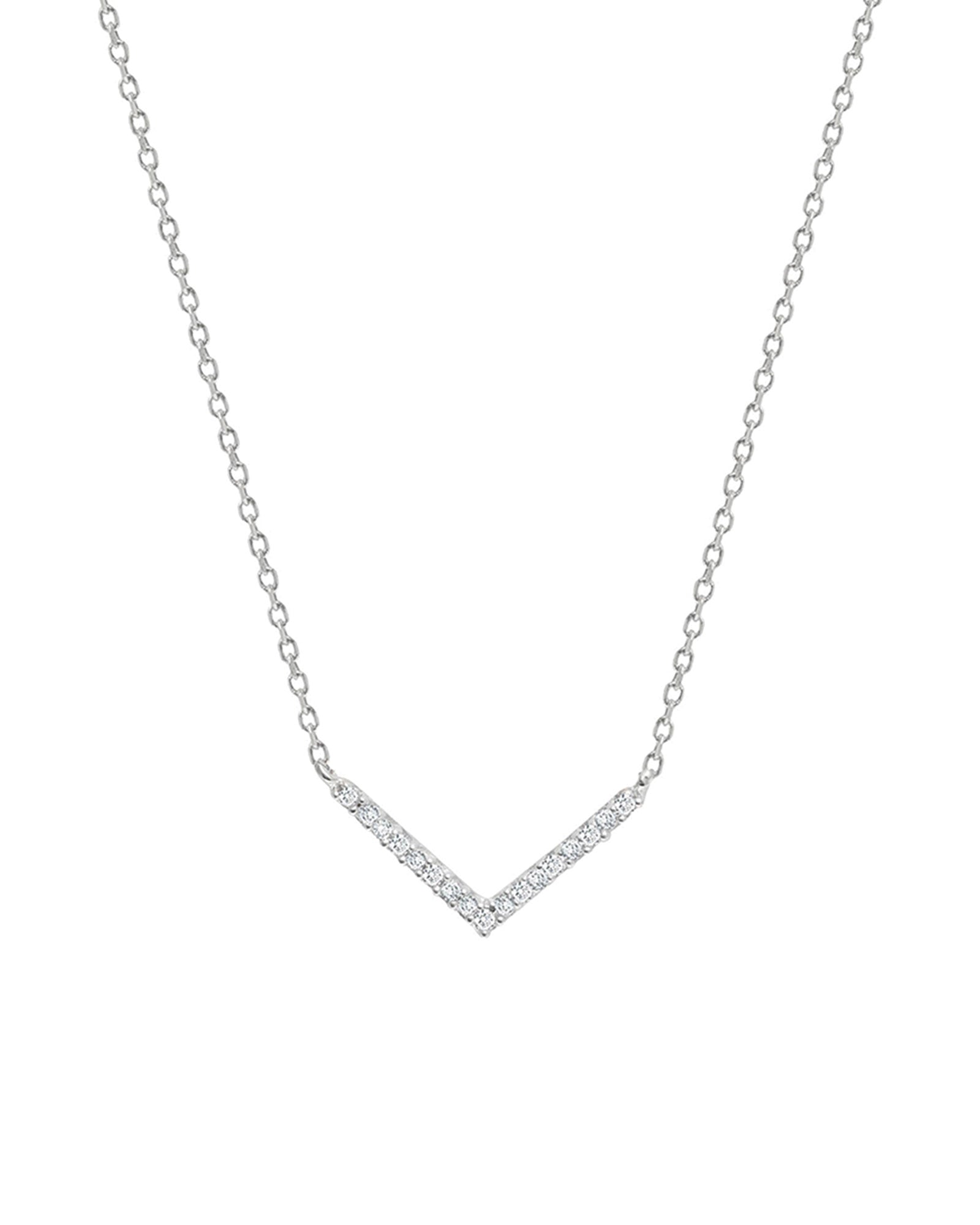 Adina Reyter-Tiny Pavé V Chevron Necklace-Necklaces-Sterling Silver, Diamond-Blue Ruby Jewellery-Vancouver Canada