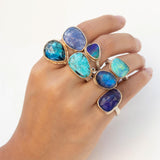 Jamie Joseph-Triangular Boulder Opal Ring-Rings-14k Yellow Gold, Sterling Silver, Boulder Opal-7.75-Blue Ruby Jewellery-Vancouver Canada