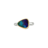 Jamie Joseph-Triangular Boulder Opal Ring-Rings-14k Yellow Gold, Sterling Silver, Boulder Opal-7.75-Blue Ruby Jewellery-Vancouver Canada