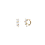 Quiet Icon-Trio CZ Prong Huggies | 11mm-Earrings-14k Gold Vermeil, Cubic Zirconia-Blue Ruby Jewellery-Vancouver Canada