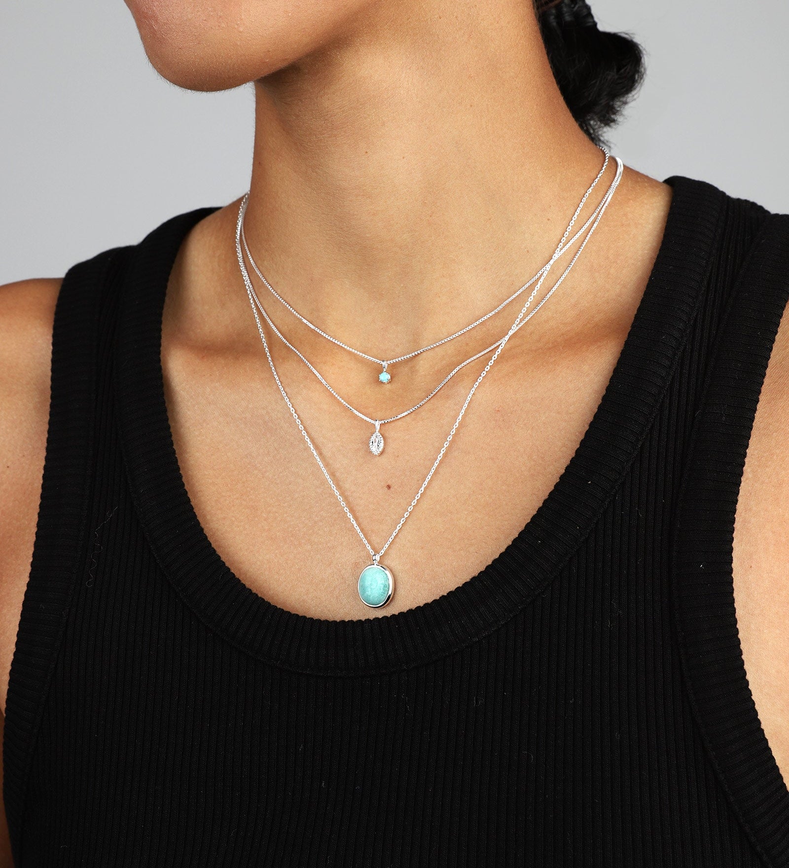 Tashi-Turquoise 6 Prong Necklace-Necklaces-Sterling Silver, Turquoise-Blue Ruby Jewellery-Vancouver Canada