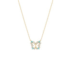 Adina Reyter-Turquoise + Diamond Butterfly Necklace-Necklaces-14k Yellow Gold, Turquoise, Diamond-Blue Ruby Jewellery-Vancouver Canada