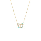 Adina Reyter-Turquoise + Diamond Butterfly Necklace-Necklaces-14k Yellow Gold, Turquoise, Diamond-Blue Ruby Jewellery-Vancouver Canada