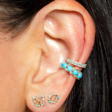 Adina Reyter-Turquoise + Diamond Butterfly Stud-Earrings-14k Yellow Gold, Turquoise-Blue Ruby Jewellery-Vancouver Canada