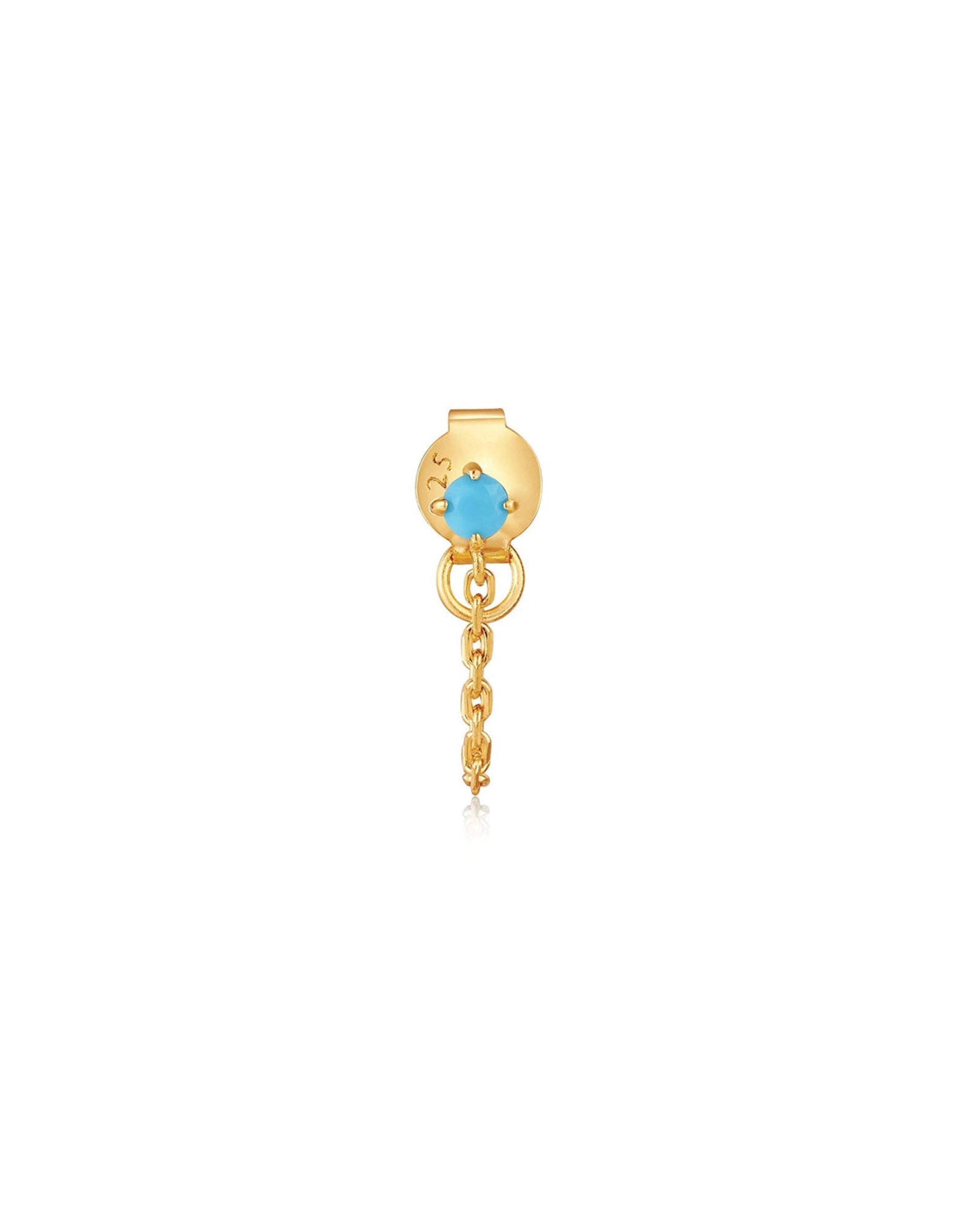 Quiet Icon-Turquoise Prong Chain Stud-Earrings-14k Gold Vermeil, Turquoise-Blue Ruby Jewellery-Vancouver Canada