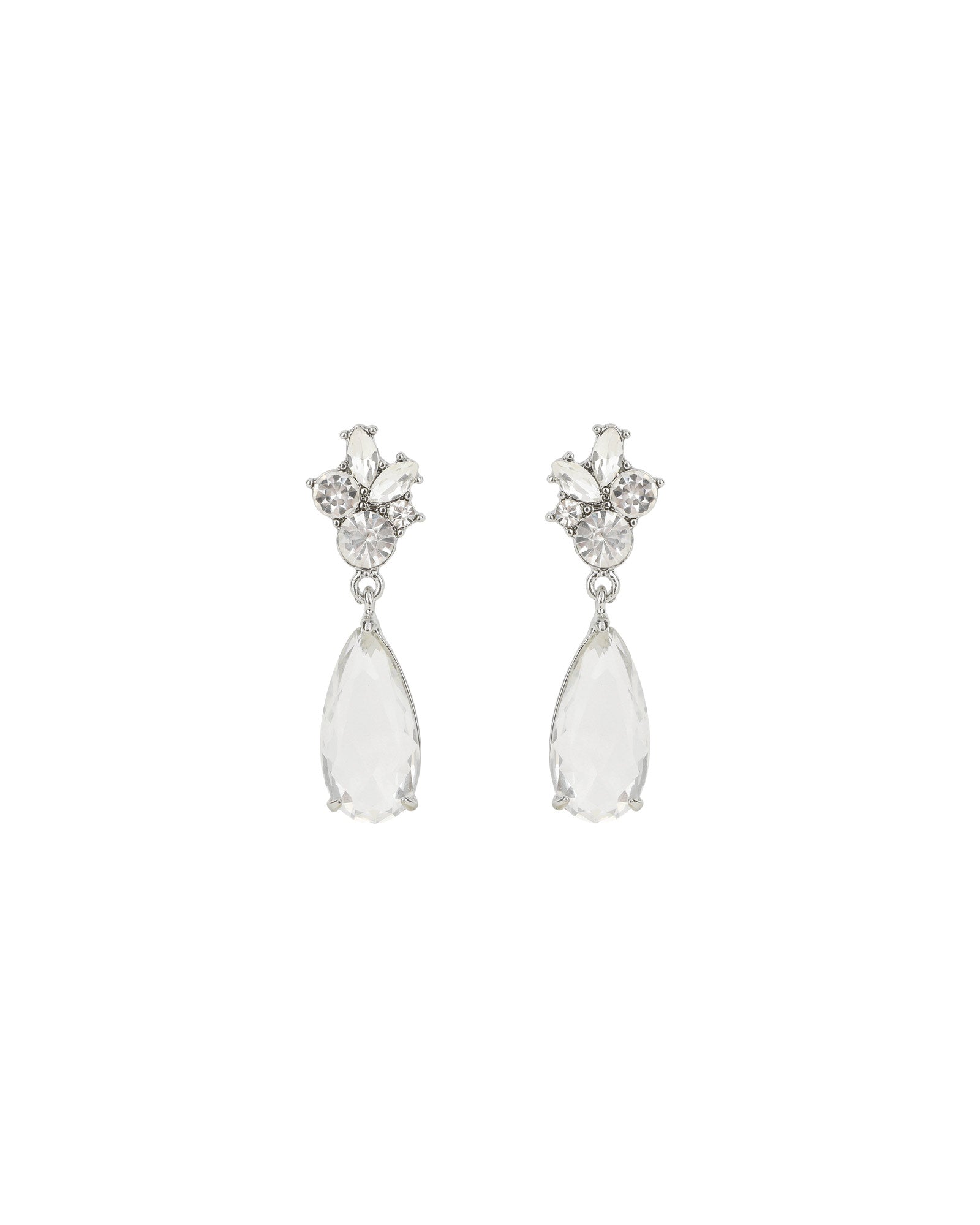 Olive & Piper-Tuyet Drops-Earrings-Silver-Tone, Crystal-Blue Ruby Jewellery-Vancouver Canada